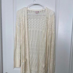 Long Crochet Sweater Off-White Size S NWOT